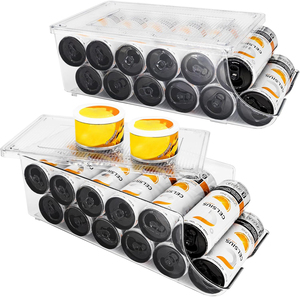 <b>Kitchen</b> Transparent Acrylic Injection Molded PET Stackable Refrigerator <b>Storage</b> Organizer <b>Box</b> Bins Drink Soda Can Dispenser - Product Image 1