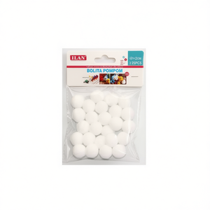 Palline di Natale Ilan Pompom 2.0 Cm Bianche 25 Pezzi per Decorazioni Artigianali - Product Image 1