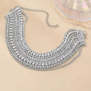 قلادات نسائية فاخرة متعددة الطبقات من حجر الراين قلادة قلادات عتيقة ماسية معبرة - Product Image 6