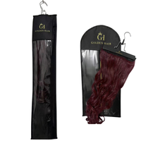 Sac d'extension de cheveux personnalisé en plastique transparent non tissé sacs d'emballage de stockage de perruque avec cintre en bois en plastique