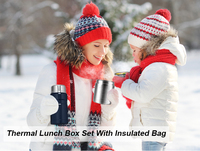 Fiambrera térmica portátil de acero inoxidable de 14oz, juego de fiambrera aislada redonda con cajas y contenedores de almacenamiento de diseño flexible