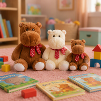 Ensemble de jouets en peluche hippopotame mignon, poupée hippopotame en coton PP doux avec écharpe rouge et pendentif cœur, cadeau pour enfants