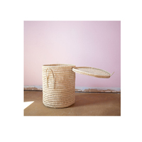 Panier à linge en paille de conception marocaine tissé à la main, pliable, à tissage ouvert, rangement pour vêtements pour la chambre de bébé, le salon, la garde-robe