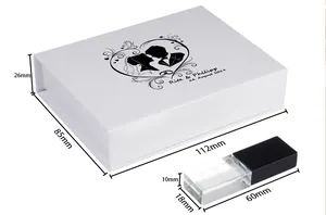 Flash Drive Usb Kristal, Flash Drive Pernikahan dengan Kotak Logo Kustom untuk Hadiah Fotografi 32Gb 64Gb