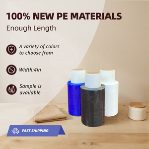 <span class=keywords><strong>Film</strong></span> étirable 4 pouces x 500 pieds 25 microns, fournitures de déménagement, emballage, utilisation manuelle, enroulement avec poignée, <span class=keywords><strong>film</strong></span> auto-adhésif pour l'emballage des palettes - Product Image 2