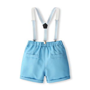Ensemble élégant 2 pièces pour tout-petits garçons : chemise à manches courtes et short à bretelles, idéal pour les spectacles, les fêtes et les mariages. - Product Image 3