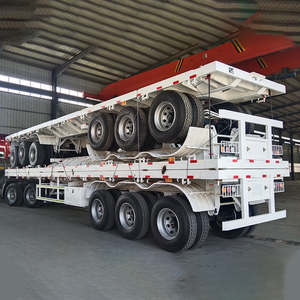Semi-<span class=keywords><strong>remorque</strong></span> à plateau en acier anti-déformation 3/4 essieux 50-80 tonnes avec plancher épaissi pour le transport de conteneurs lourds - Product Image 3