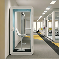 Cabine téléphonique acoustique individuelle STC 35dB+ – Installation facile, cabine insonorisée préfabriquée modulaire pour bureau, poste de travail privé, hôtel, avec LED