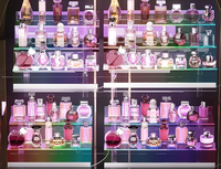 Organisateur d'affichage lumineux LED en acrylique moderne à 3 niveaux, présentoir transparent à LED pour parfum, étagère à desserts, support pour Cologne avec présentoirs pour hommes