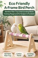 Support de perchoir en A écologique pour oiseaux, aire de jeux d'entraînement pour perroquets avec plateau en fibre de bambou, perchoir en coton et pierre à aiguiser pour les canaris