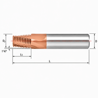 Fraise à fileter NPT pour tuyaux en acier, en carbure monobloc revêtu, pour usinage CNC, usage général, haute vitesse, spirale profonde, précision