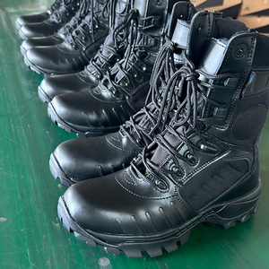DSF153 Black Genuine Cow Leather High Top Duty <b>Boots</b> Men Long Tactical Training <b>Boots</b> Wear resistant Outdoor <b>Security</b> <b>Boots</b> - Product Image 2