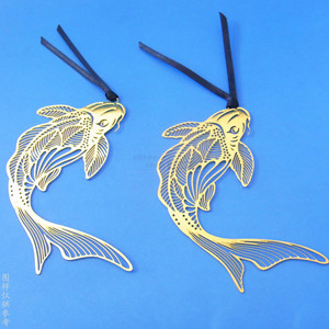 Metal Koi Fish <b>Bookmark</b> Gold Plated 75x60mm Hollow Design Animal Shaped Reusable Book Marker Modern Style - Product Image 3
