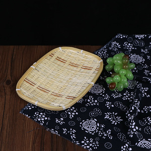 Bamboo Woven Shallow Plate Oval Fruit <b>Basket</b> Kitchen Serving <b>Tray</b> Residential Use Solid Pattern - Product Image 1