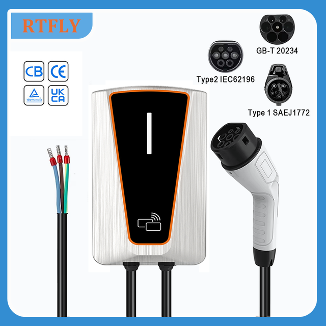 Home Use 1Phase 32A 7kw AC Type 2 EV Charger Wallbox Electric Car Charging Station
