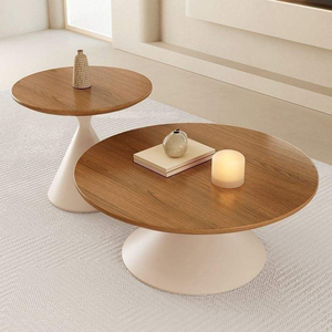 Table basse en bois massif de style crème moderne, écologique et durable, inspirée du Wabi-Sabi, design simple pour petit salon - Product Image 6