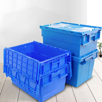 Caisses de déménagement en plastique robuste, empilables, avec couvercle attaché, pour l'emballage et le stockage à domicile/bureau, capacité 30 kg
