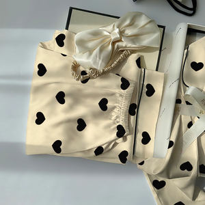 仿真真丝睡袍春夏新款简约心高档长袖居家服套装批发 - Product Image 3