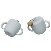 Tasses d'apprentissage pour bébé à double poignée, qualité alimentaire, avec couvercle anti-fuite en silicone et paille intégrée