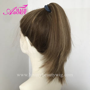 Peruca Kosher LX133 com Topo de Renda Transparente, Cabelo Humano Virgem da Fábrica Europeia, Peruca Wunder para Bebês Calvos, Peruca Judaica com Rabo de Cavalo para Academia - Product Image 2