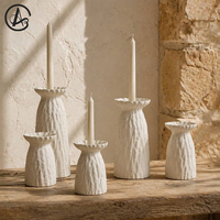 ARM LVG Portavelas de Cerámica Artesanal Estilo Toscano con Boca Ondulada, Borde Mate Beige Plegado, Tarro de Porcelana para Velas