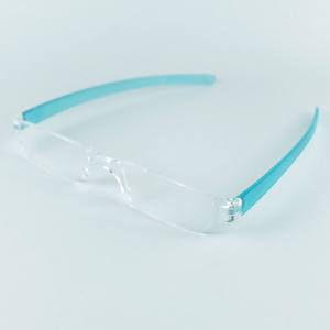 Slim Durable White/Blue Frame Square Face Shape Reading Glasses for <strong>Older</strong> People Plastic <strong>Tube</strong> Eyewear - Product Image 5