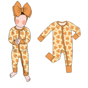 리틀 글로우 키즈 도매 신상 특별 디자인 페인팅 오버올 남아 롬퍼 대나무 롬퍼 아기 잠옷 지퍼 점프수트 - Product Image 4