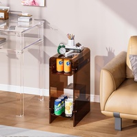 Table d'appoint moderne en acrylique transparent, table de chevet étroite pour chambre à coucher, petite table d'appoint mince