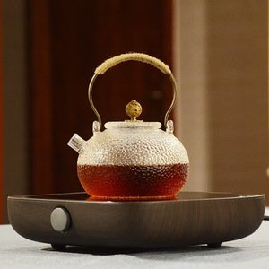 <span class=keywords><strong>Teiera</strong></span> in Vetro Rotonda di Alta Qualità con Manico Moderno in Metallo, Infusore Resistente al Calore <span class=keywords><strong>per</strong></span> Feste, Bollitore in Vetro - Product Image 1