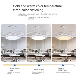 โคมไฟพัดลมเพดานแบบเรียบง่ายทันสมัยไฟ LED เจ็ดสีสำหรับห้องนั่งเล่นห้องนอนห้องรับประทานอาหารโคมไฟอ่านหนังสือ - Product Image 6