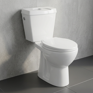 โถสุขภัณฑ์เซรามิกแบบสองชิ้น Aqua Pan พร้อมระบบ P-Trap ขนาด 180 มม. ระบบกดน้ำสองปุ่ม ถังเก็บน้ำแบบฝังพื้น - Product Image 5