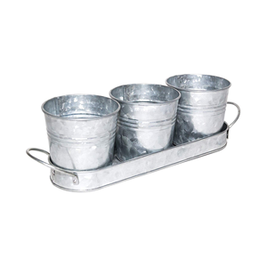 Ensemble <span class=keywords><strong>de</strong></span> 3 pots à herbes galvanisés avec plateau, pots à fleurs en métal, <span class=keywords><strong>pour</strong></span> plantes d'intérieur, idéal <span class=keywords><strong>pour</strong></span> la culture <span class=keywords><strong>de</strong></span> plantes aromatiques fraîches sur le <span class=keywords><strong>rebord</strong></span> <span class=keywords><strong>de</strong></span> fenêtre - Product Image 1