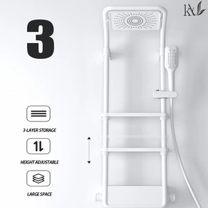 Mezclador de <span class=keywords><strong>ducha</strong></span> termostático inteligente con pantalla Digital Led de Yake, estante de almacenamiento de <span class=keywords><strong>tres</strong></span> capas, grifo de baño presurizado - Product Image 2