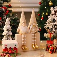 Figura Decorativa de Santa Claus sin Rostro, Estilo Nórdico, Dorada, de Poliéster, para Ventana, 15.7x4.9 Pulgadas, Adorno Navideño para Fiestas