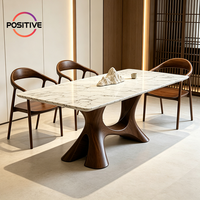 Table à manger rectangulaire en marbre moderne de luxe, table à base solide en bois de noyer de qualité supérieure, appartement, table de salon postmoderne