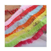 Bande de dentelle en tulle à pois en polyester de 2,5 cm (1 pouce), bordure pour la couture et les loisirs créatifs