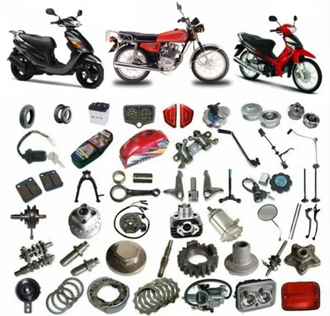 Hot Bán Xe Máy Kit Các Bộ Phận Pieza De Moto Gn125 Ax100 Nmz Kaarpaty Minnsk Jaawa, Gương, Chuỗi, Lốp Xe, Ổ Khóa, Bàn Đạp, OEM Tùy Chỉnh