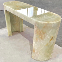 Design moderne Prix de gros Élégante table console ovale en onyx vert cristal pour la maison Hôtel Villa Cuisine Bar