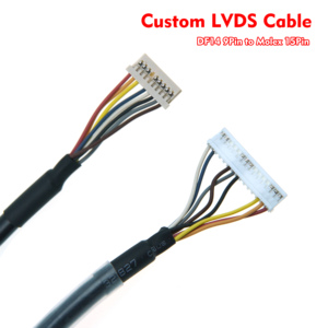 Câble de conversion LVDS personnalisé DF14 9 broches vers Molex 15 broches, adaptateur de câble de modèle croisé pour panneau de commande LCD industriel - Product Image 1