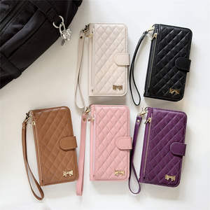 Étui à rabat magnétique en cuir PU pour design professionnel avec porte-cartes, coque de protection pour téléphone portable avec bracelet court - Product Image 4