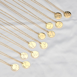 Collana di gioielli rotondi in acciaio inossidabile da donna 316L astrologia dodici <span class=keywords><strong>segni</strong></span> <span class=keywords><strong>zodiacali</strong></span> oro rosa oro argento ciondolo collana - Product Image 4