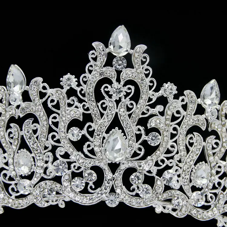 QS lujo barroco princesa rhinestone cristal desfile Boda nupcial corona y tiara para reina