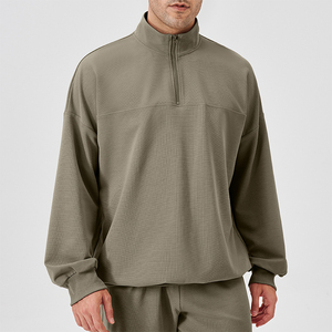 Maglietta sportiva all'ingrosso da <span class=keywords><strong>uomo</strong></span> in stile sportivo Activewear 1/2 <span class=keywords><strong>con</strong></span> cappuccio <span class=keywords><strong>felpa</strong></span> <span class=keywords><strong>con</strong></span> cappuccio personalizzata a manica lunga in bianco - Product Image 3