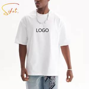 Sifot venta al por mayor hombres Boxy Fit gráfico camiseta de gran tamaño nuevo estilo logotipo personalizado 100% algodón 220 Gsm tejido de punto barato - Product Image 1