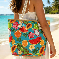 Op maat gemaakte digitale print toeristische souvenir zomer vakantie tas canvas stro tropisch fruit strand tas