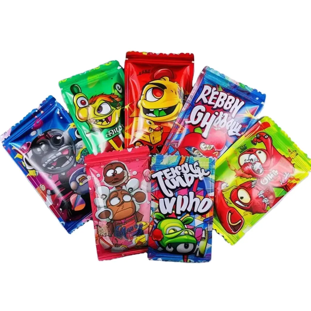 Citron 3.5g debout bonbons cerise alimentaire pochette Mylar sacs emballage coloré Ziplock feuille d'aluminium personnalisé imprimé Gelato mélange 3.5