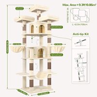 Torre para Gatos Starmoon para Gatos de Interior, Torre para Gatos de 80 polegadas com Poste Arranhador, Rede, 3 Plataformas, 2 Casas, 2 Cestas Suspensas
