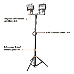 Không thấm nước IP44 nhôm 1000W <span class=keywords><strong>Halogen</strong></span> 2 ánh sáng có dây <span class=keywords><strong>Tripod</strong></span> gắn đèn làm việc di động - Product Image 2