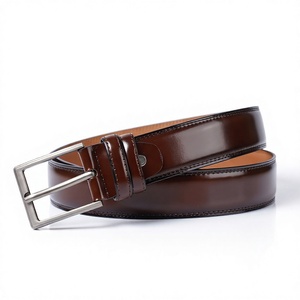 Cinturón de Cuero Genuino para Hombre, Estilo Casual, Hebilla Cuadrada de Aleación Plateada, Rectangular, Resistente - Product Image 2