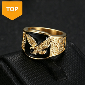 <b>Mens</b> <b>Ring</b> HipHop Stainless Steel Retro Viking Odin Triangle Jewelry Flying Wings Cross-Border Hip-Hop Eagle <b>Ring</b> - Product Image 1